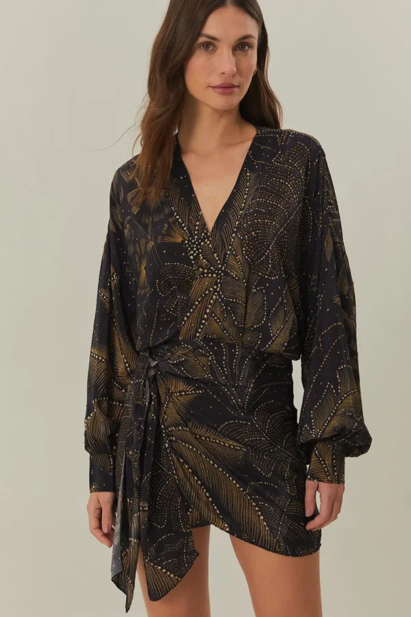 Mini dress golden foliage