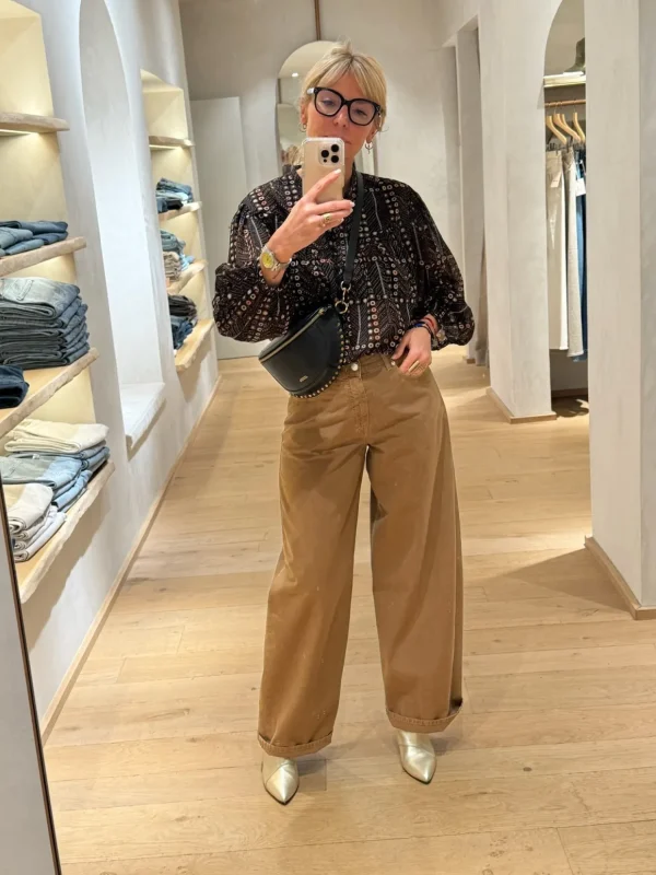 Pantalon large camel